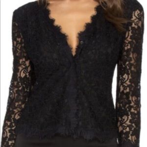 Diane Von Furstenberg Bria black lace blouse..Size 2